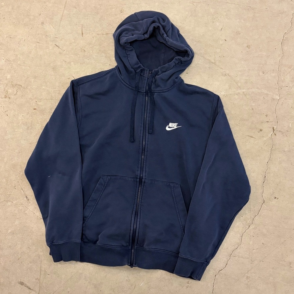 Nike Mens Sportswear Full Zip Hoodie Navy Blue Fleece Futura Logo Size M